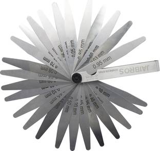 Jaibros JAIBROS Thickness Feeler Gauge Stainless Steel 26 Blades White Finish Pack of 1 Pin Gauge