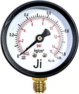 "Ji" Japsin Instrumentation Pressure Gauge, 2.5" Dial, 0-1.06 Kg/Cm2, Bottom Entry, 1/4" BSP (M) Connection Dial Indicator