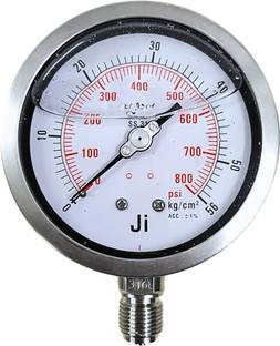 Japsin instrumentation Glycerin Filled Pressure Gauge, 4" Dial, 0-56 Kg/Cm2 / 800 PSI, Bottom Entry Dial Indicator