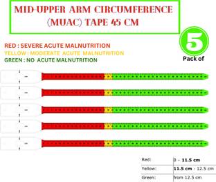 3S Mid-Upper Arm Circumference (MUAC) 45Cm for Children,Pregnant women(5 Pcs) Measurement Tape