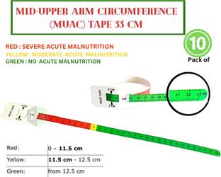 3S Mid-Upper Arm Circumference (MUAC) 33 Cm for Children (Pack of 10 pcs) Measurement Tape