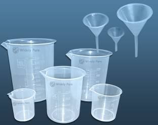 Widely Pure Measuring Beaker Set 1000,500,250,100,50ml and 3PCS Plastic funnels set Measuring Cup Set