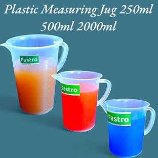 fastro Plastic Measuring Jug 2000ml, 500ml & 250ml Jar Measuring Cup Set