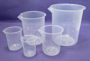 moolenterprises Transparent Plastic Measuring beakers 500,250,100,50,25ml graduated (set of 5) Measuring Cup Set