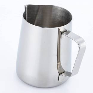KMW Stainless Steel Pitcher Milk Frothing Cup with Scale | 150 ML (Set of 2) Measuring Cup