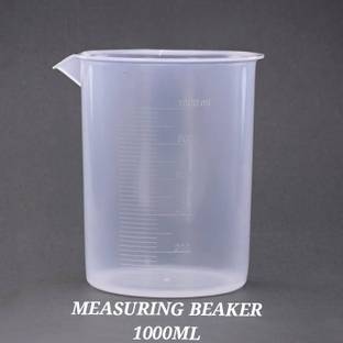 E&E Plastic Measuring Beaker 1000 ml Transparent for Measuring Solids & Liquids Measuring Cup