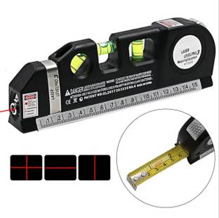 Dk Life Laser Level Line Laser Measure Tape Standard Cross Line Laser 8 feet Measure Tape Ruler Tool Adjusted Metric Rulers Non-magnetic Electronic Level