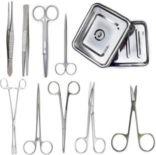 ARINEO 13 Pcs Basic Minor Surgery Kit with instrument tray Reusable Medical Tray