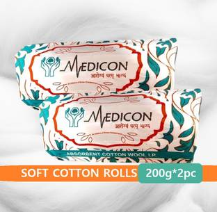 MEDICON ABSORBENT MEDICAL COTTON MULTIPURPOSE 200g*2pc (First Aid and Self care/Beauty) Interactive dressings Medical Dressing