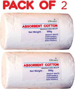 Dr. Chhabra's Earthiest ABSORBENT COTTON ROLL FOR MAKE UP REMOVE,DUST FREE, MULTIPURPOSE , 2 Pack Interactive dressings Medical Dressing