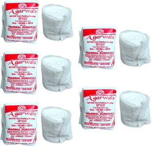 Agarwals Soft Roll Orthopaedic Cast Padding Absorbent Cotton Bandage 10cmx3mtr(Pack of 5) Interactive dressings Medical Dressing