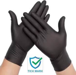 tick mark Black Surgical Nitrile Gloves &Multipurpose Use lab,Art,Tattoo Disposable Gloves Nitrile Examination Gloves