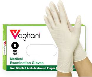 Vaghani POWDER FREE Latex GLOVES FOR ALL PURPOSE,MEDICAL,EVERYDAYUSE (Pack of 50) Latex Surgical Gloves