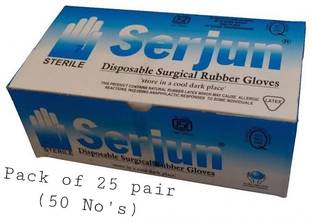 PREQURE Serjun Gloves 6.5 PACK OF 25 Rubber Surgical Gloves