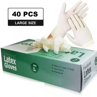 DM India Powdered Latex Gloves Medium Size | Medical Use | 40 PCS | Non-Sterile Latex Surgical Gloves