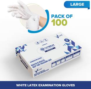 V SURZ LATEX EXAMINATION GLOVES ALL PURPOSE/MEDICAL/EVERYDAY USE PACK OF 100 WITH BOX Latex Examination Gloves