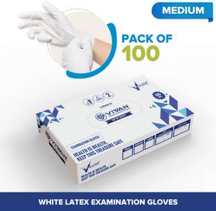 V SURZ MEDIUM LATEX EXAMINATION GLOVES ALL PURPOSE/MEDICAL/EVERYDAY USE PACK OF 100 Latex Examination Gloves