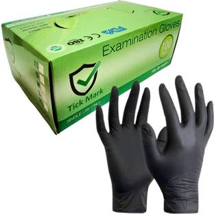 tick mark Black Nitrile Gloves Powder Free & Medical Grade Disposable Hand Gloves Nitrile Examination Gloves