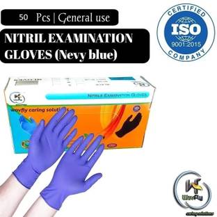 WOVFLY CARING SOLUTIONS Disposable Nitrile Examination Gloves | Nevy Blue, Size L | Multipurpose Gloves Nitrile Examination Gloves