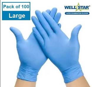 Wellstar POWDER FREE NITRILE Surgical Gloves ALL PURPOSE/MEDICAL/EVERYDAY USE (Large) Nitrile Examination Gloves