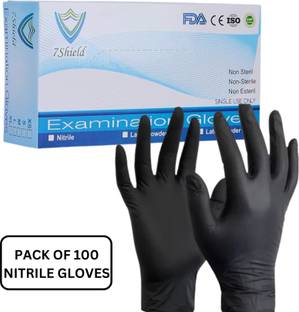 7SHIELD Black Nitrile Gloves Powder Free & Food Grade Disposable Hand Gloves Nitrile Examination Gloves