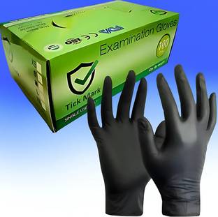 tick mark Black Nitrile Gloves Powder Free & Medical Grade Disposable Hand Gloves Nitrile Examination Gloves