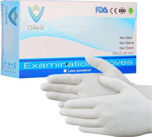 7SHIELD Medical Latex Gloves for Versatile Protection Multi-Purpose Use,clinic,Salon Latex Examination Gloves