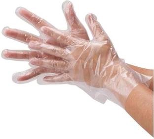tick mark 200 pc Plastic Disposable Gloves One Time Use For Kitchen,Salon,Medical Latex  Safety Gloves