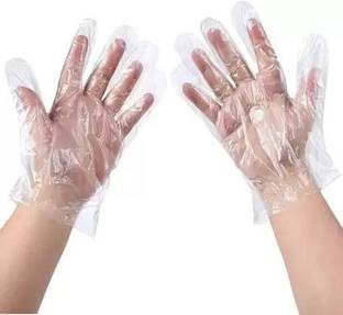 7SHIELD 200pc Plastic Disposable Hand Gloves For Kitchen, Salon, Hotel One Time Use Polyisoprene Examination Gloves