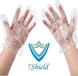 7SHIELD 400 Pcs Disposable Clear Gloves for Cooking, Cleaning, Food Handling Disposable Polyisoprene Examination Gloves