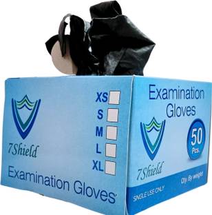 7SHIELD Premium Quality Nitrile Gloves Black Powder Free Nitrile Surgical Gloves