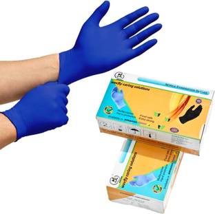 WOVFLY CARING SOLUTIONS Disposable Nitrile Examination Gloves | Nevy Blue, Size L | Multipurpose Gloves Nitrile Examination Gloves