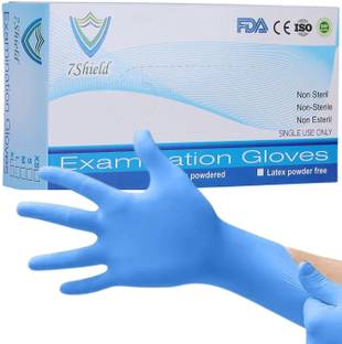 7SHIELD Blue Nitrile Gloves Powder Free&Medical Grade Disposable Hand Gloves Nitrile Examination Gloves