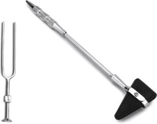 Dr. TORSO Percussion Knee Hammer with Tuning Fork (512 Hz) Built-in Brush I Premium Medical Hammer