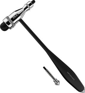 MDF Tromner Neurological Reflex Hammer w/ Built in Brush, Light, HDP Handle (Black) Medical Hammer