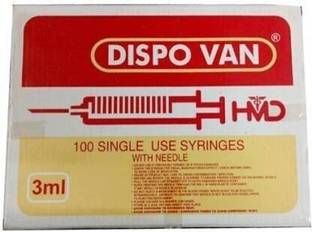 DISPOVAN HINDUSTAN SINGLE USE SYRINGE IN ( 3ML X 50PICS. ) Medical Needle