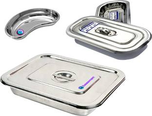 AMAZECARE Instrument Tray 9x6 inch, Instrument Tray 8x3inch and kidney tray 6 inch Tray Reusable Medical Tray