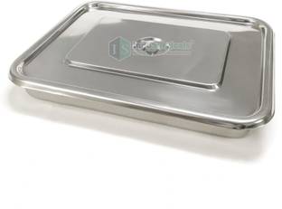 IS IndoSurgicals Stainless Steel Instrument Tray with Cover, Deluxe Quality 18"X12"X2" Reusable Medical Tray