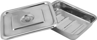 Jetflon Surgical Instrument Tray with Lid Made from Heavy Stainless Steel , 8X6inch , Reusable Medical Tray