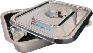 Complete Care Medical Tray with Cover, Premium Stainless Steel Tray (1 Pcs, 8x6x2) Reusable Medical Tray