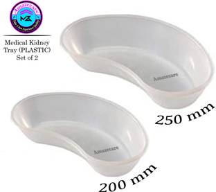 AMAZECARE Plastic Kidney Tray 200mm & 250mm Reusable Ideal for Hospitals, Lab (Set of 2) Reusable Medical Tray