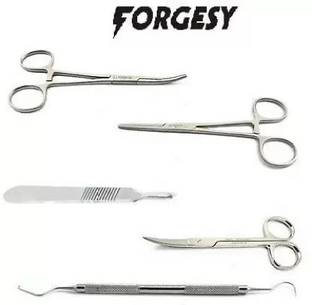 Forgesy Surgical Instrument Set (Silver) - 5 PCS Disposable Medical Tray