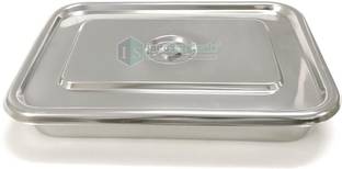 IS IndoSurgicals Stainless Steel Instrument Tray with Cover, Deluxe Quality 8"X6"X2" Reusable Medical Tray