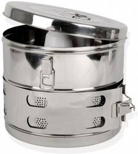 Jetflon Stainless Steel Dressing Drum (size : 12 x 10 inch.) Medical Instrument Reusable Medical Tray