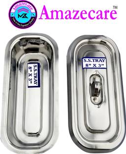 AMAZECARE Instrument Tray Stainless Steel with Lid (8x3 Inch) Reusable Medical Tray