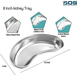 BOS MEDICARE 4 Size SET Stainless Steel Kidney Tray for Medical Use | Rust-Resistant Clinics Reusable Medical Tray