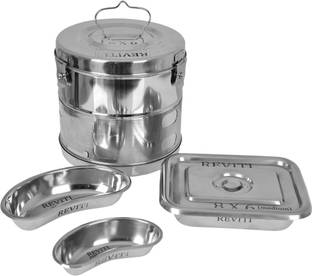 REVITI Dressing Instrument Drum 9x9, Kidney Tray 8 inch and 6 inch, Instrument Tray 8x6 inch Reusable Medical Tray