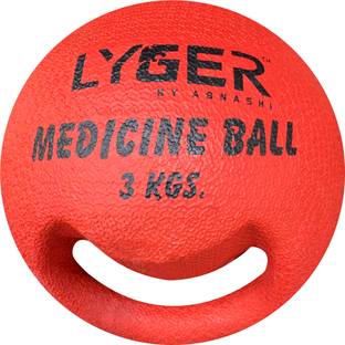 LYGER Medicine Ball Single Grip With Handle Weighted Ball for Cardio Workout- 3Kg Medicine Ball