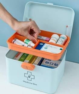 zvonko Plastic Portable Double Layers Pill Medicine Emergency Organizer Storage Box Medicine Dispenser