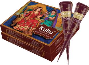 कुहु Brown Natural Mehendi Cone | hand designing |of 12 pcs in 1 box Natural मेहंदी